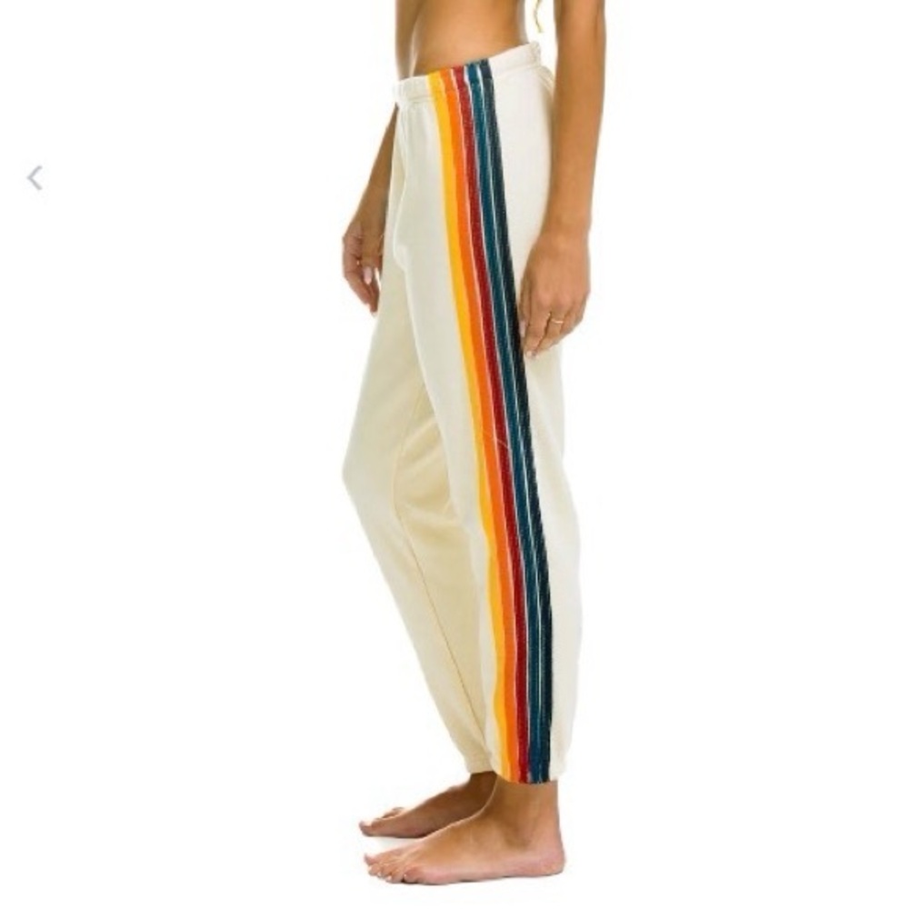 Aviator Nation sweatpants / joggers - size M - 5 stripe vintage white